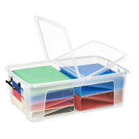 Pack of 4 - 50 Litre Smart Storemaster Clear Plastic Storage Boxes and Folding Lids 