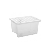 Pack of 5 - 35 Litre Crystal Plastic Storage Boxes with Lids