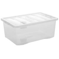 Pack of 5 - 45 Litre Crystal?Plastic Storage Boxes?and Lids