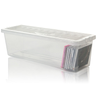 Pack of 4 - Shallow Shelf 52 CD Plastic Storage Box and Lid