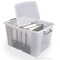 Pack of 3 - 65 Litre Smart Storemaster Clear Plastic Storage Boxes with Folding Lids
