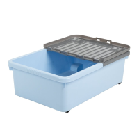 32 Litre Plastic Under Bed Storage Box With Wheels and Folding Lid 