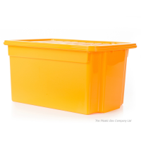 Pack of 5 - 50 Litre Work Place Boxes with Lids Primary Yellow
