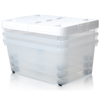 Pack of 3 - 45 Litre?Uni Plastic Storage Box With Wheels and Folding Lid
