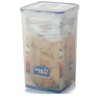 4 Litre Tall Square Plastic Cookie Jar with Airtight Rubber Seal Lid 