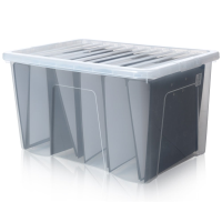 Pack of 5 - 60 Litre Large Crystal Plastic Boxes with Lids