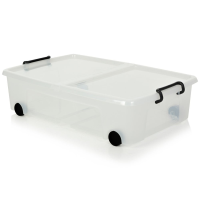 Pack of 4 - 35 Litre Smart Storemaster Under Bed Storage Box with Lid and Wheels 