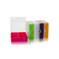 16cm (8.02) Square Small Plastic Organiser with 4 Compartments and Hinged Lid