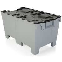 Pallet of 6 - Extra Large 190 Litre Strong Attached Lid Container with Pallet Feet