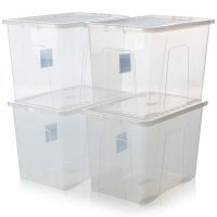 Pack of 4 - 80 Litre Crystal Plastic Storage Box with Lid
