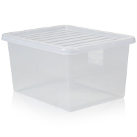 Pack of 5 - 37 Litre Crystal Plastic Storage Boxes with Lids