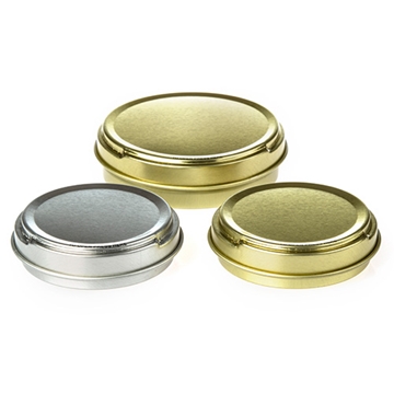 Silver and Gold Round Seamless Push To Open Shoe Polish Tins