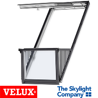 VELUX CABRIO GDL SD0W001 - White Paint Triple Glazed Single Balcony System (With Tile Flashing)