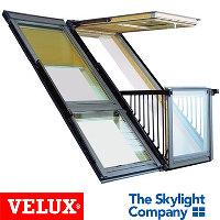 VELUX CABRIO GDL SK0L222 - White Paint Triple Glazed Double Balcony System (With Slate Flashing)