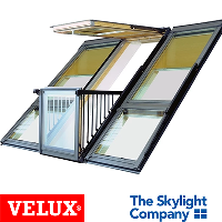 VELUX CABRIO GDL SK0L322 - White Paint Triple Glazed Triple Balcony System (With Slate Flashing)