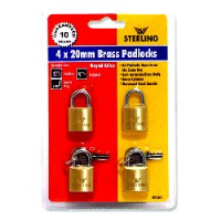 4 x 20mm Keyed Alike Brass Padlocks
