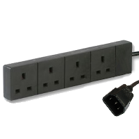IEC C14 to 4 Gang UK Socket (Extension) - Mains Lead - 0.5m
