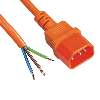 IEC C14 to Stripped Ends - Orange - Mains Lead - 0.5m