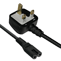 UK Plug - IEC C7 - Black - 0.5m