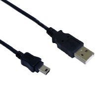 USB2 Lead - A Plug - Mini B Plug - Black - 0.5m