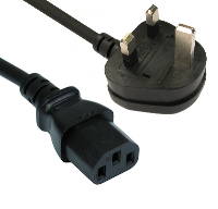 UK Plug to IEC C13 - Mains Lead - 1m