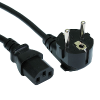 Angled Schuko CEE7/7 Plug to IEC C13 - Mains Lead - 1m