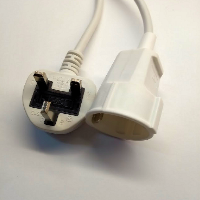 UK Plug to Schuko Extension Socket - White - 1m