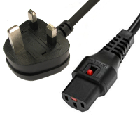 UK Plug to Locking IEC C13 - 1m