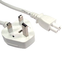 UK Plug to IEC C5 - White - 1m