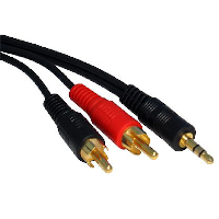 Stereo Jack (3.5mm) Plug to x2 RCA Phono Plugs (Gold Plated) - 1.2m