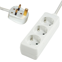 UK Plug - 3 Gang Schuko Socket - 1.2m