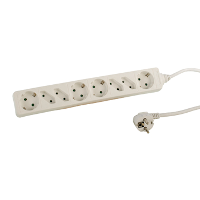 Schuko Angled - 8 Way Extension - White - Switched - 1.4m
