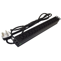 PDU - UK Plug to 16 x IEC C13 - 3m - 19" Horizontal