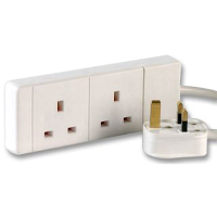 UK Plug - 2 Gang UK Socket (Extension) - 1m