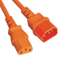 IEC C14 Plug to IEC C13 Socket - Power Lead - 0.75mm² - Orange - 1m