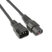 IEC C14 Plug to Locking IEC C13 Socket - Black - 1m