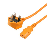 UK Plug to IEC C13 - Mains Power Cord - Orange