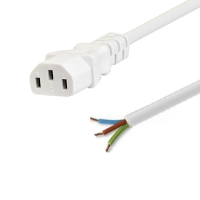 IEC C13 to Stripped Ends - White - Mains Lead - 2m