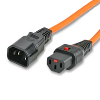 IEC C14 to Locking IEC C13 - Mains Lead - Orange - 2m