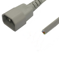 IEC C14 to Cut Ends - Grey - Mains Lead - 2m
