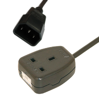 IEC C14 to 1 gang UK socket (Extension) - Mains Lead - 2m