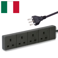Italian Plug to a 4 Gang UK Socket - 2m