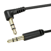 3.5mm Stereo Jack to Right Angled Jack - Slim Line - Gold Plated - Black - 2m