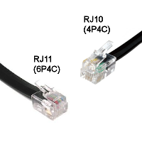 RJ10 (4P4C) to an RJ11 (6P4P) on 4 core Telecoms - 2m
