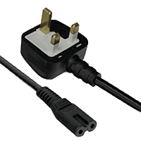 SASO (Saudi Arabian) 3 pin plug to IEC C7 Cloverleaf - Type G - 2m