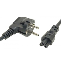 Angled Schuko CEE7/7 Plug to IEC C5 - Cloverleaf - Black - 2m