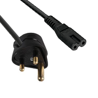 Indian 5 amp 3 Round Pin Plug to IEC C7 - Black