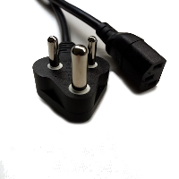 2m Indian 6 amp round 3 pin plug to IEC C13 - 2m