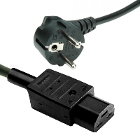 Right Angled Schuko CEE7/7 Plug to Rewireable IEC C21 - 2m