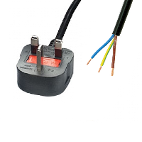 UK Plug - Stripped Ends - 5 amp Fused - 3m